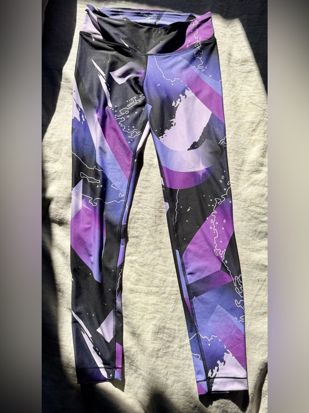Reebok Purple and Black Geometric Print Girls' Leggings